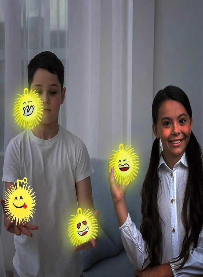 Munmoll Light Up Rubber Smiley Ball with Flashing Lights Puffer Balls Pack of 2 Soft Squeeze Stress Relief Fidget Toys for Kids and Adults Children Birthday Party Favors Emoticon Puffer Ball Toy - Image 5